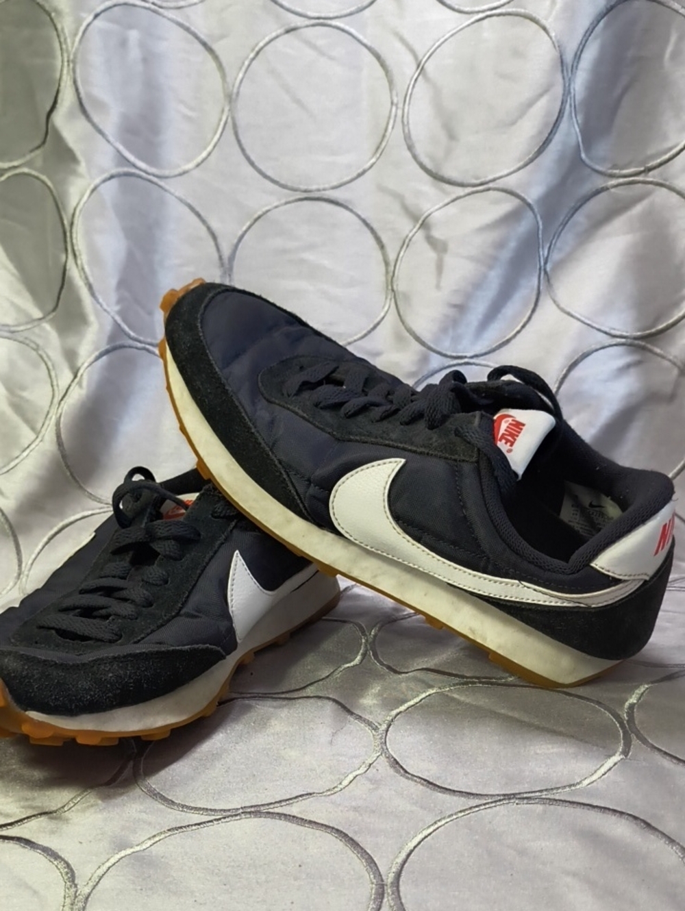 Nike Black with White Swoosh Retro Runner Shoes Women's Size 8